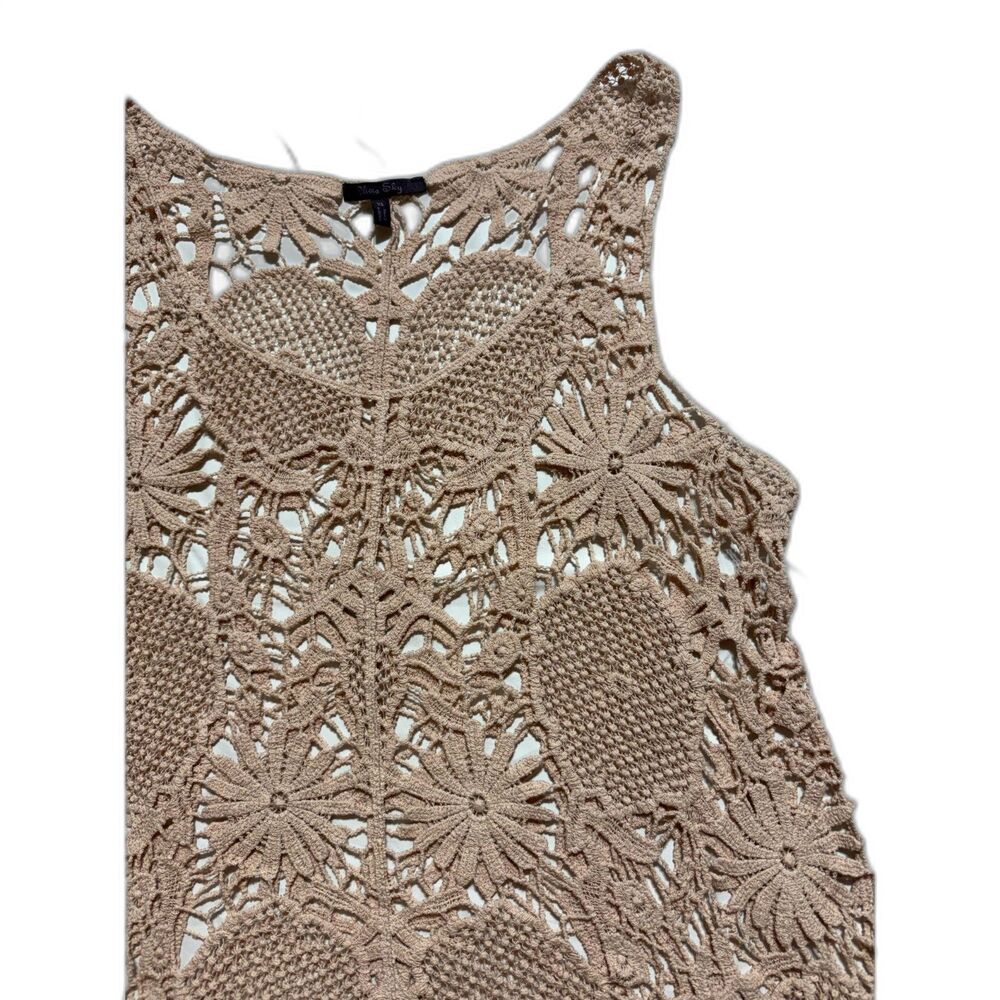 Olivia Sky Cotton Crochet Tank Top Boho Open Knit Floral Medallion Size XL - Picture 4 of 14